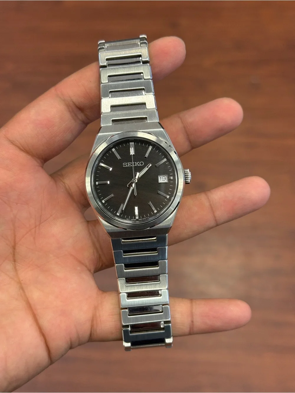 Seiko Silver and Black Stainless Steel  Men's Essentials  39mm Watch